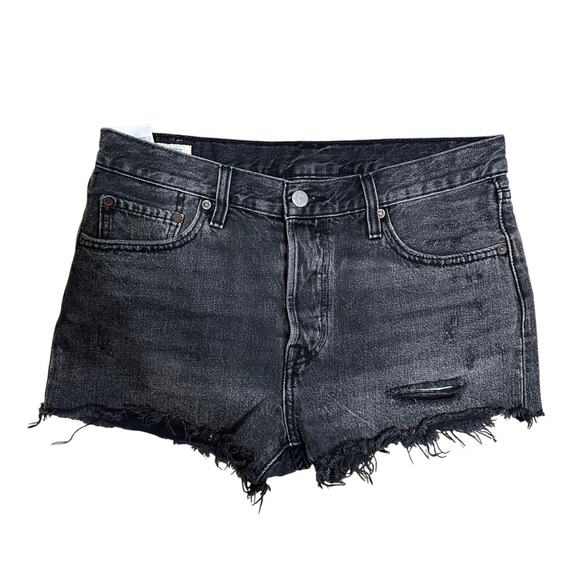 Levi's 501 Short Trashed Black denim shorts size 29 - Picture 1 of 7